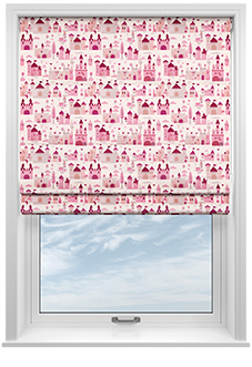 Magic Castle, Princess Pink - Motorised Roman Blind